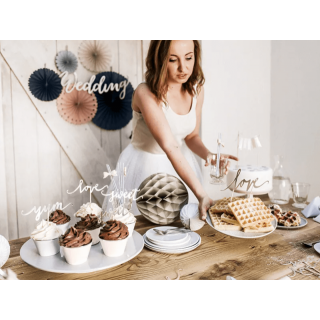 Dekorativní rozety 5ks - mix šedo-růžový (zn. PartyDeco)