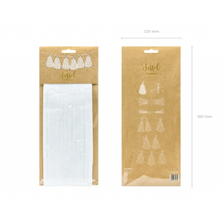 Girlanda se střapci, 0.3x1.5m, bílá barva (zn. PartyDeco)