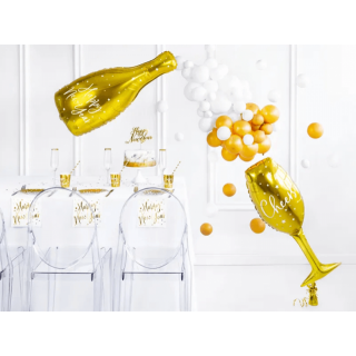Fóliový balónek sklenička Cheers!, zlatá barva (zn. PartyDeco)