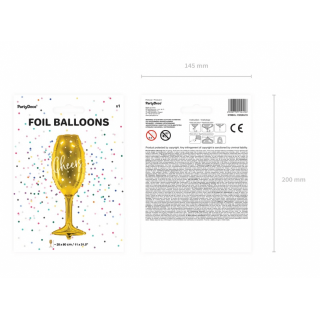 Fóliový balónek sklenička Cheers!, zlatá barva (zn. PartyDeco)