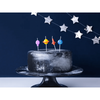 Narozeninové svíčky Vesmír, 2x3cm, set 4ks (zn. PartyDeco)