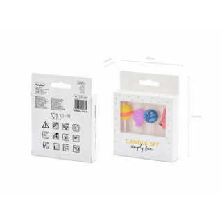 Narozeninové svíčky Vesmír, 2x3cm, set 4ks (zn. PartyDeco)