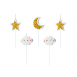 Narozeninové svíčky Obloha, 2x3cm, set 5ks (zn. PartyDeco)