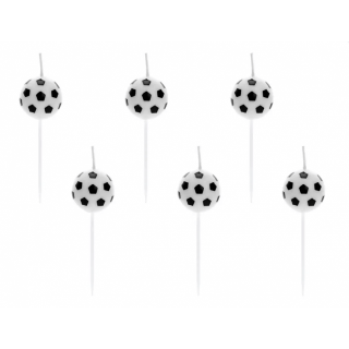 Narozeninové svíčky Fotbalový míč, 2x3cm, set 6ks (zn. PartyDeco)
