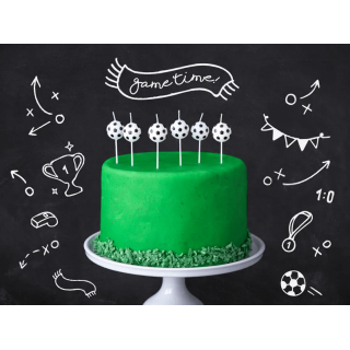 Narozeninové svíčky Fotbalový míč, 2x3cm, set 6ks (zn. PartyDeco)