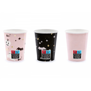 Papírové kelímky Strašidla, růžové BOO!, 220ml, set 6ks (zn. PartyDeco)
