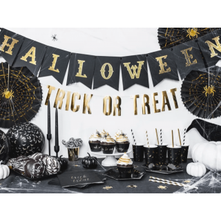 Halloweenské dekorační rozety, černo-zlatá s pavouky, set 2ks (zn. PartyDeco)