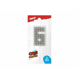 Dortová svíčka, ČÍSLICE 6, lego design, šedá barva (zn. MFP)