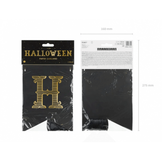 Halloweenská girlanda "Halloween", černo-zlatá barva, délka 2.5m (zn. PartyDeco)