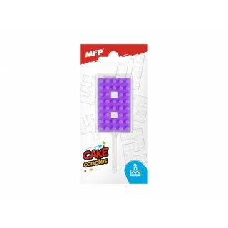 Dortová svíčka, ČÍSLICE 6, lego design, fialová barva (zn. MFP)