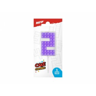 Dortová svíčka, ČÍSLICE 8, lego design, fialová barva (zn. MFP)
