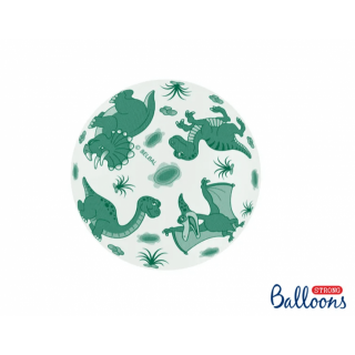 Latexový balónek Dinosaurus, bílý, pastelový, 30cm (zn. StrongBalloons)