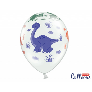 Latexový balónek Dinosaurus, bílý, pastelový, 30cm (zn. StrongBalloons)