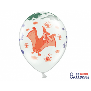 Latexový balónek Dinosaurus, bílý, pastelový, 30cm (zn. StrongBalloons)