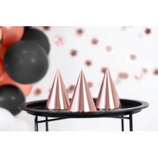 PARTY kloboučky, rosegold barva, set 6ks (zn. PartyDeco)