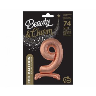 Fóliová stojací ČÍSLICE 9, rosegold barva, 74cm (zn. Beauty&Charm)