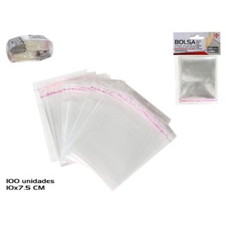 Celofánové sáčky se samolepící klopou, rozměr 10x7.5cm, set 100ks