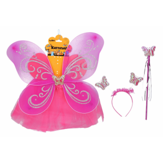 Set karneval, VÍLA - sukýnka, křídla, čelenka a hůlka (zn. WIKY)