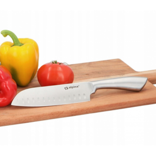 Nerezový nůž Santoku 31.5 cm - Japonský nůž s perfektním řezem (zn. Alpina)