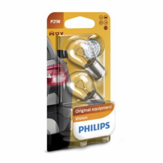 Autožárovky Philips Vision P21W 12498B2 / 21W / 12V BA15 s homologací, 2ks