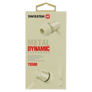 SWISSTEN stereo sluchátka s mikrofonem YS500 metal dynamic, zlatá barva