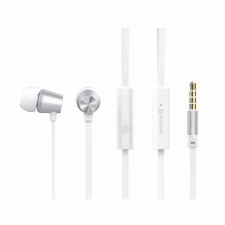 SWISSTEN stereo sluchátka s mikrofonem YS500 metal dynamic, stříbrná barva
