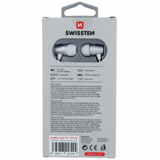 SWISSTEN stereo sluchátka s mikrofonem YS500 metal dynamic, stříbrná barva
