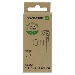 SWISSTEN sluchátka Earbuds Rainbow YS-D2, bílé (ECO BALENÍ)
