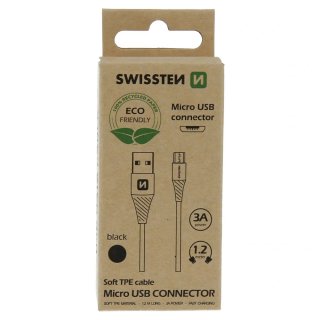 SWISSTEN datový kabel USB / micro USB, délka 1.2m, černá barva (ECO BALENÍ)