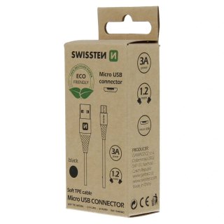SWISSTEN datový kabel USB / micro USB, délka 1.2m, černá barva (ECO BALENÍ)
