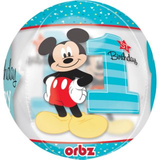 ORBZ balón Mickey Mouse - 1. narozeniny / 1st Birthday, 40x38cm (zn. Anagram)