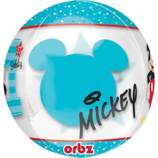 ORBZ balón Mickey Mouse - 1. narozeniny / 1st Birthday, 40x38cm (zn. Anagram)