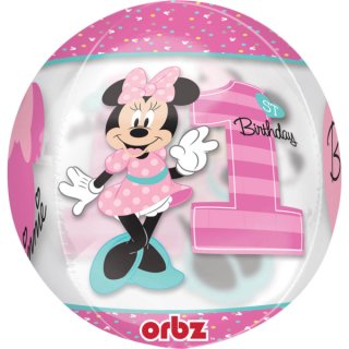 ORBZ balón Minnie Mouse 1. narozeniny / 1st Birthday, 40x38cm (zn. Anagram)