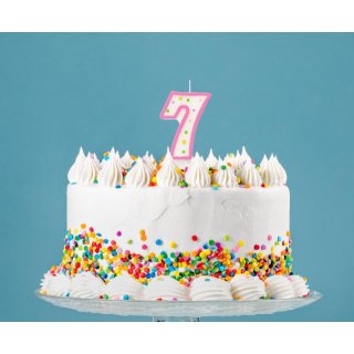 Dortová svíčka, ČÍSLICE 7, barevná s puntíky, velikost 7.5cm (zn. Godan)