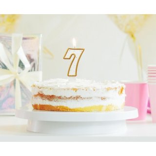 Dortová svíčka, ČÍSLICE 7, zlatá barva - obrys, velikost 7.5cm (zn. Godan)