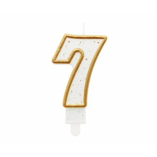 Dortová svíčka, ČÍSLICE 7, zlatá barva - obrys, velikost 7.5cm (zn. Godan)