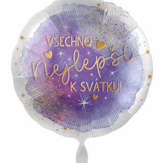 Kruh Všechno nejlepší k svátku CZ 43 cm - fóliový balónek