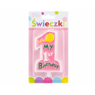 Svíčka moje 1. narozeniny / My 1st birthday - pro holčičku, růžová (zn. Godan)