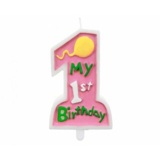 Svíčka moje 1. narozeniny / My 1st birthday - pro holčičku, růžová (zn. Godan)