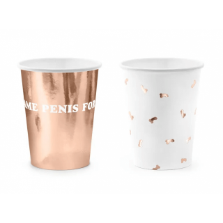 Papírové kelímky Rozlučkové Same penis forever, rosegold barva, 220ml, set 6ks