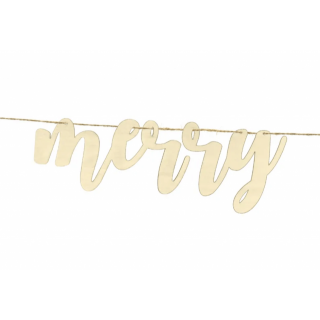 Girlanda dřevěná - Merry Christmas, délka 2m (zn. PartyDeco)
