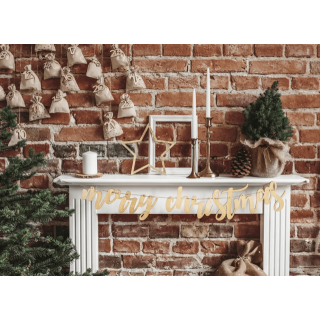 Girlanda dřevěná - Merry Christmas, délka 2m (zn. PartyDeco)