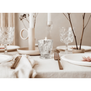 Skleněný svícen, stříbrný, 8cm (zn. PartyDeco)