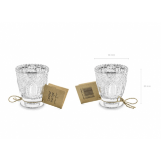Skleněný svícen, stříbrný, 8cm (zn. PartyDeco)