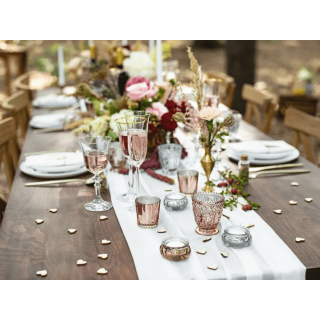 Skleněný svícen, rosegold barva, 6cm (zn. PartyDeco)
