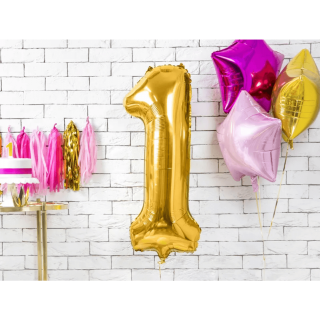 Fóliová ČÍSLICE 1, zlatá barva, velikost 86 cm (zn. PartyDeco)
