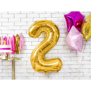 Fóliová ČÍSLICE 2, zlatá barva, velikost 86 cm (zn. PartyDeco)