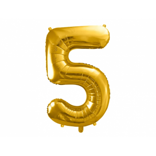 Fóliová ČÍSLICE 5, zlatá barva, velikost 86 cm (zn. PartyDeco)