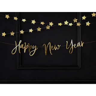 Girlanda Happy New Year, zlatá barva, rozměr 66x18cm (zn. PartyDeco)