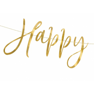 Girlanda Happy New Year, zlatá barva, rozměr 66x18cm (zn. PartyDeco)